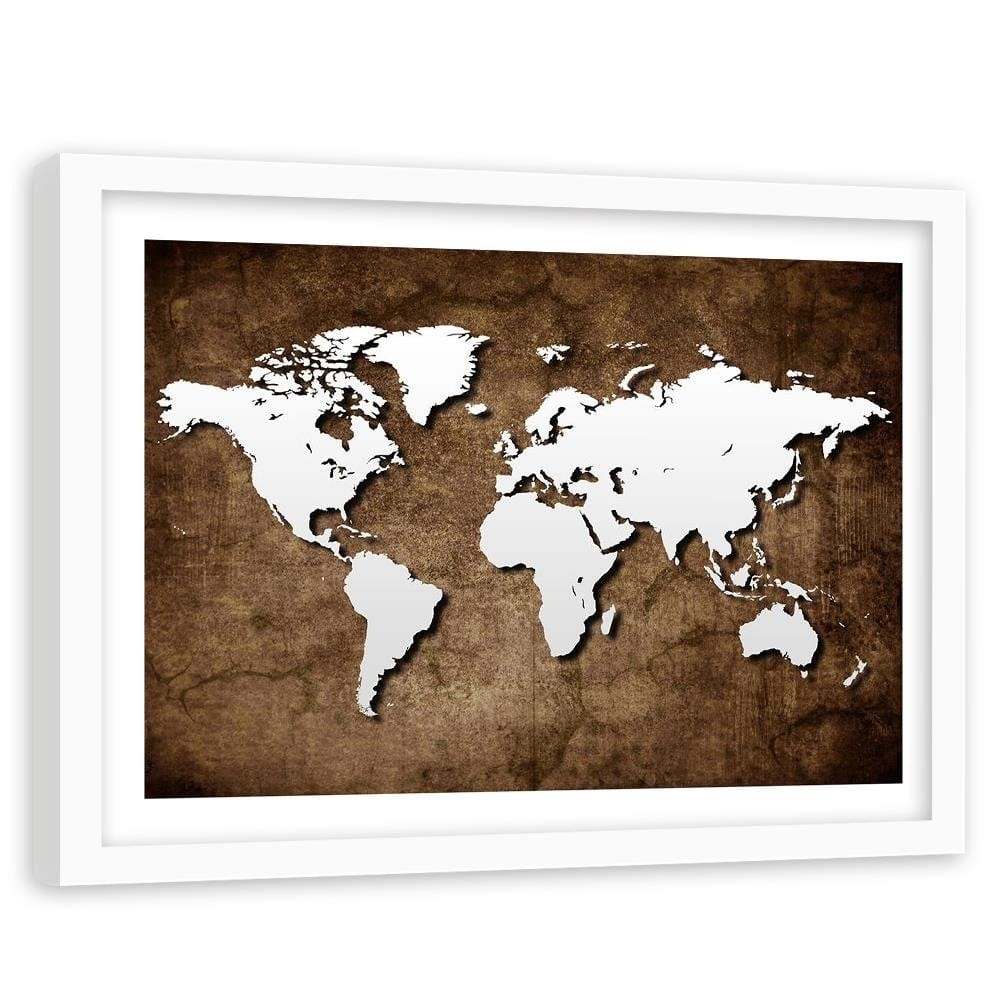 Glezna baltā rāmī - Old World Map Home Trends DECO