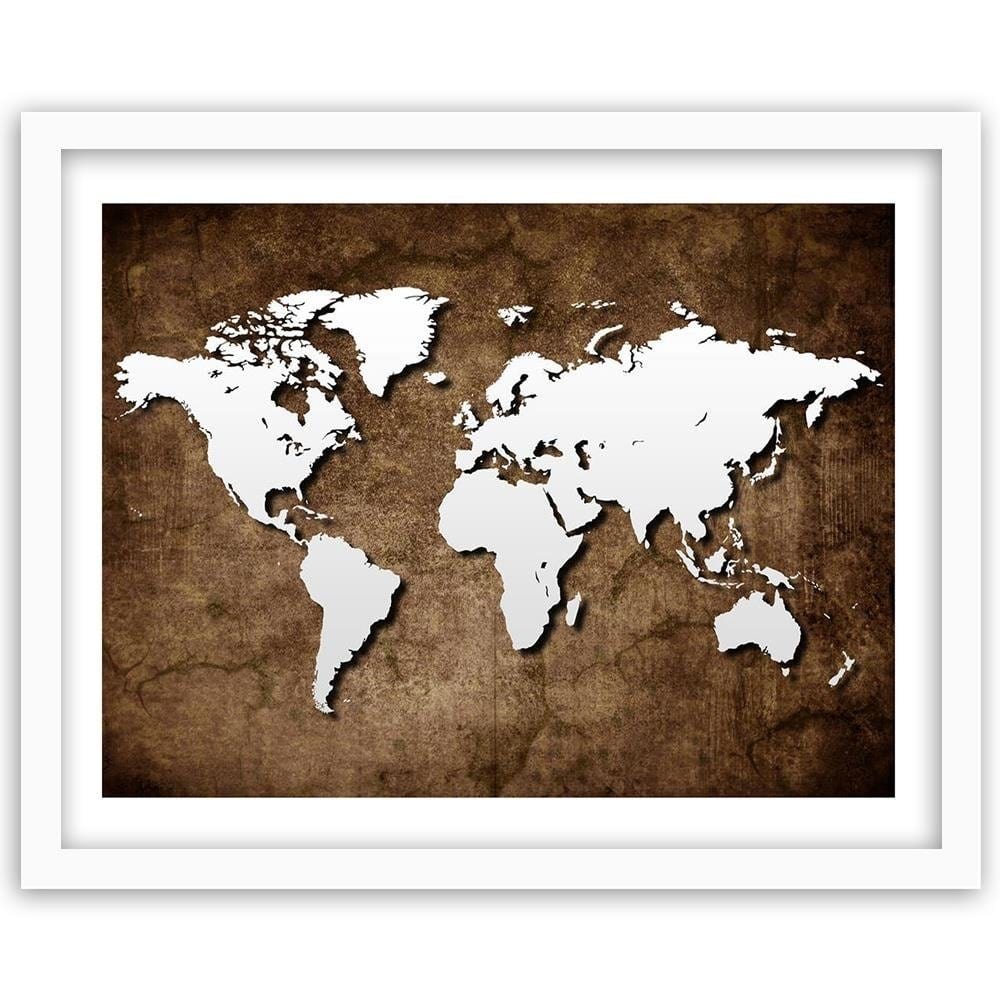 Glezna baltā rāmī - Old World Map Home Trends DECO