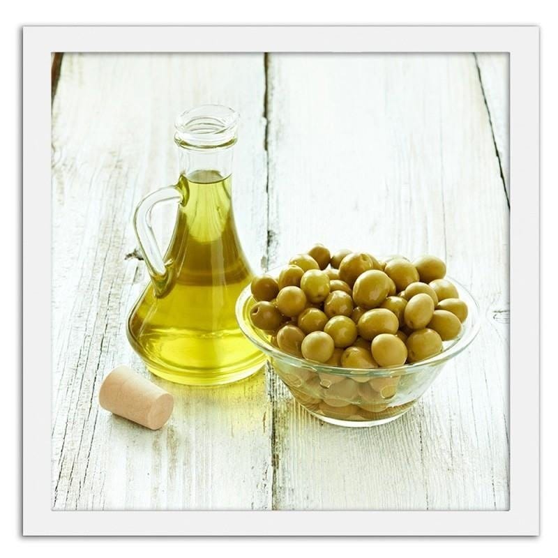 Glezna baltā rāmī - Olives in a bowl and oil Home Trends DECO