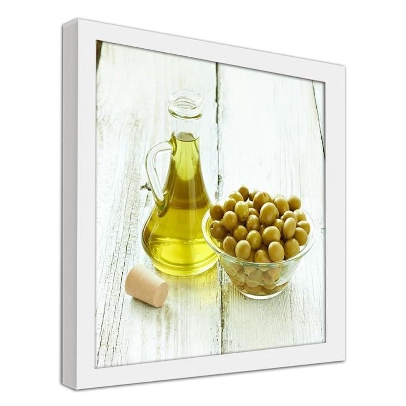 Glezna baltā rāmī - Olives in a bowl and oil Home Trends DECO
