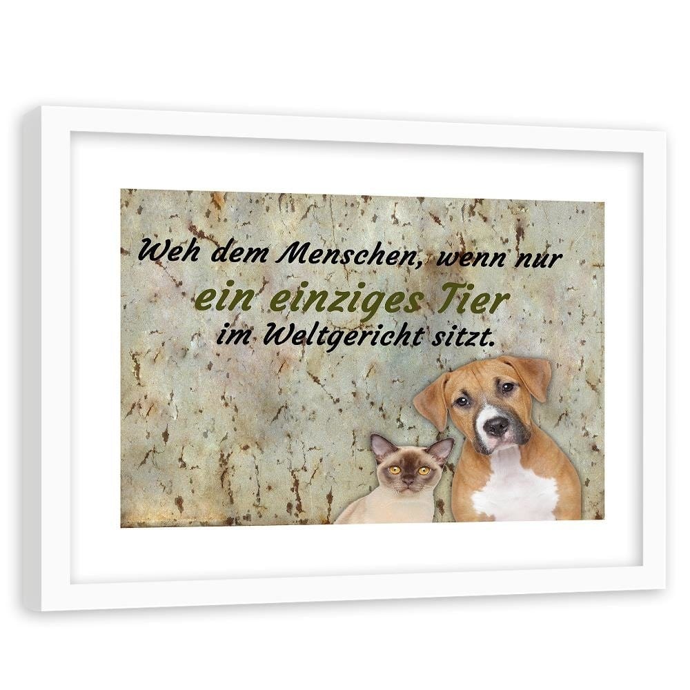 Glezna baltā rāmī - Operative Dog And Cat Home Trends DECO