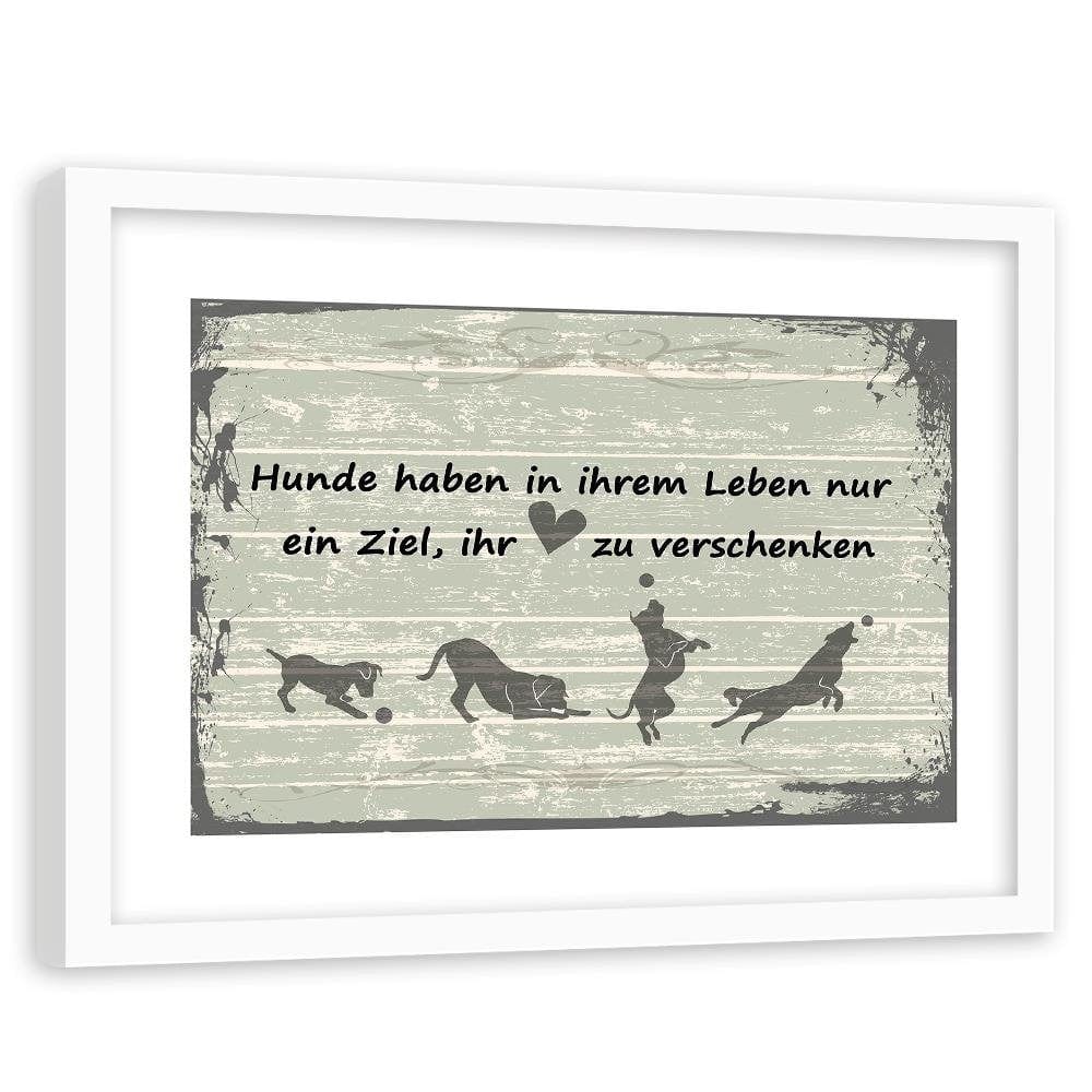 Glezna baltā rāmī - Operative Dog With Ball Home Trends DECO