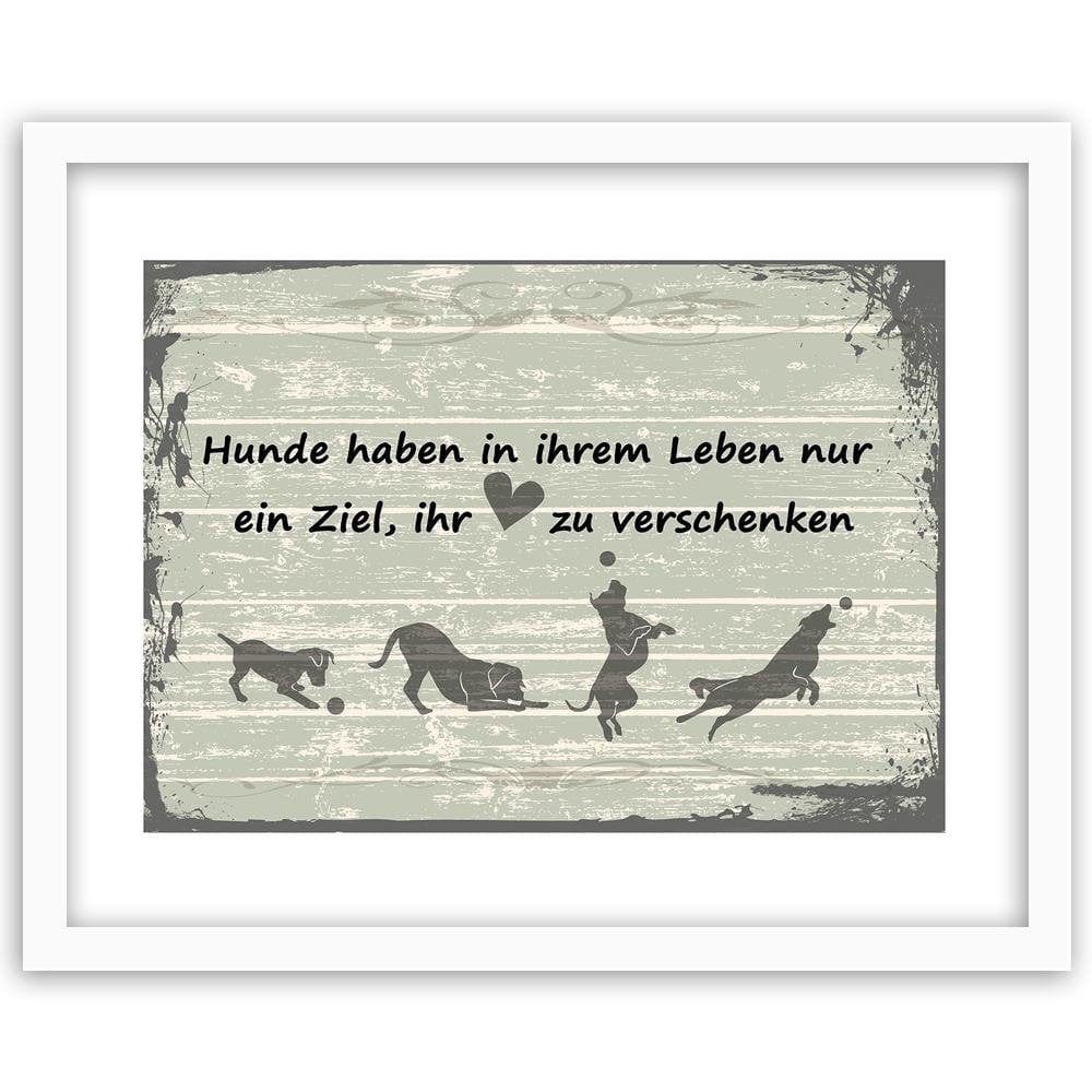 Glezna baltā rāmī - Operative Dog With Ball Home Trends DECO