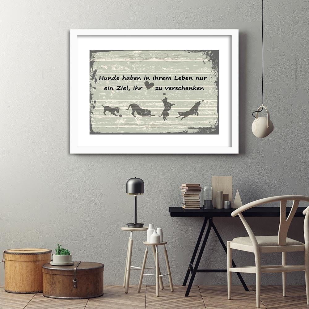 Glezna baltā rāmī - Operative Dog With Ball Home Trends DECO