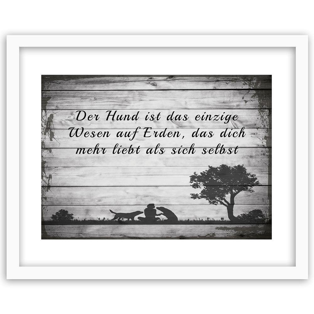 Glezna baltā rāmī - Operative Man With Dogs Home Trends DECO