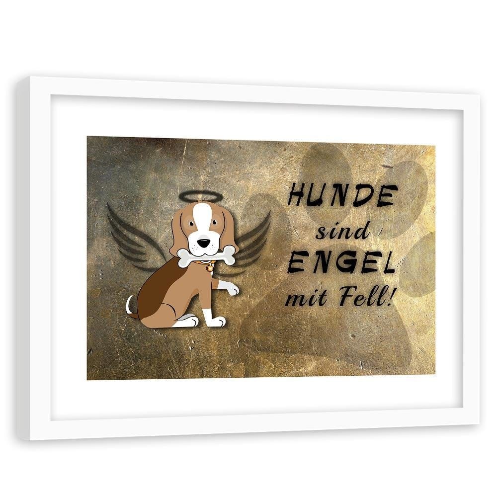 Glezna baltā rāmī - Operative Part Of The Dog Angel Home Trends DECO
