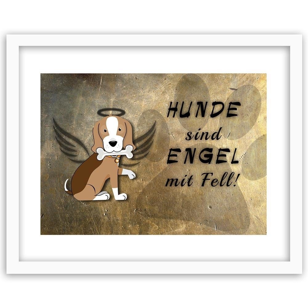 Glezna baltā rāmī - Operative Part Of The Dog Angel Home Trends DECO