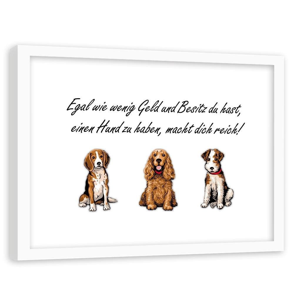 Glezna baltā rāmī - Operative Part Of Three Dogs Home Trends DECO