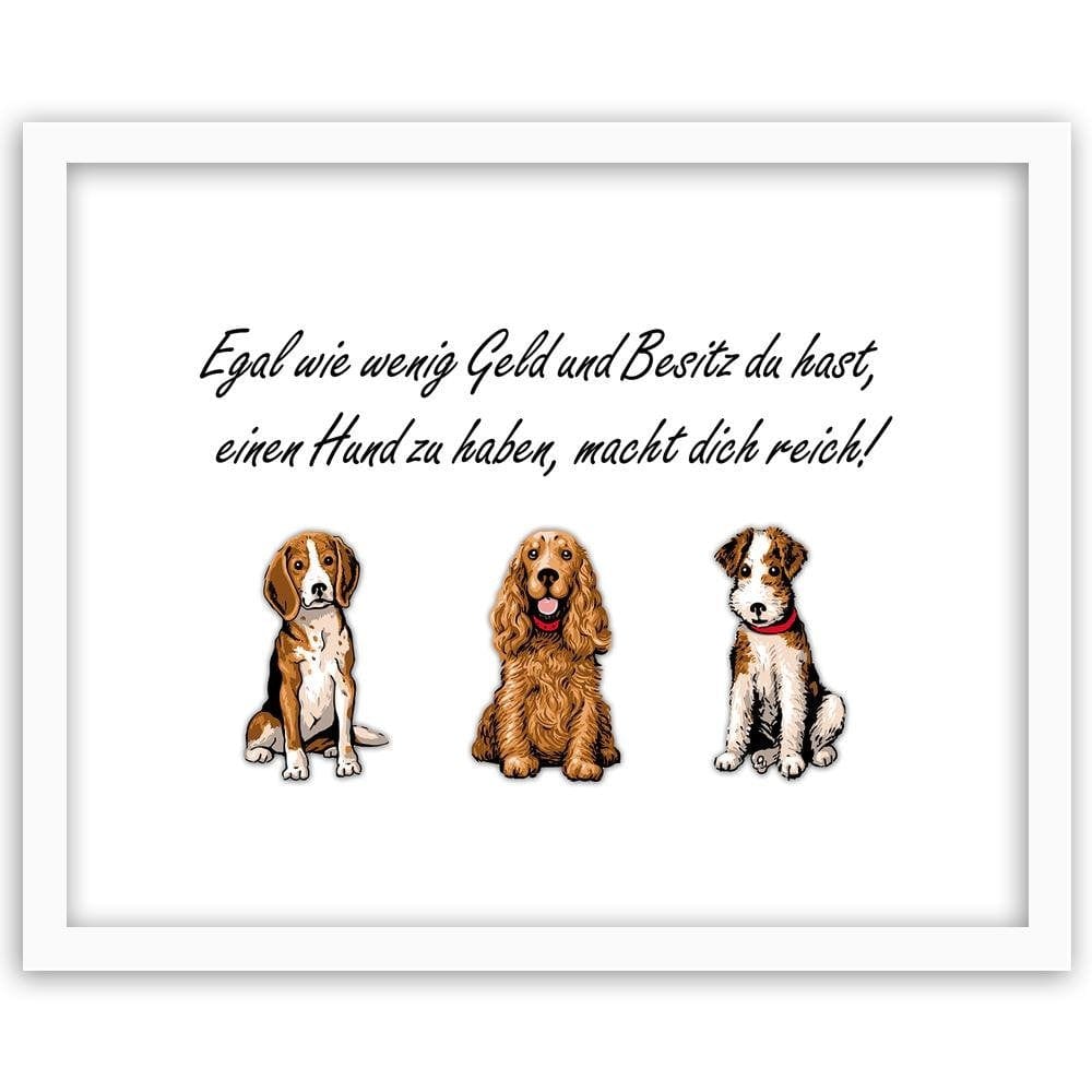 Glezna baltā rāmī - Operative Part Of Three Dogs Home Trends DECO