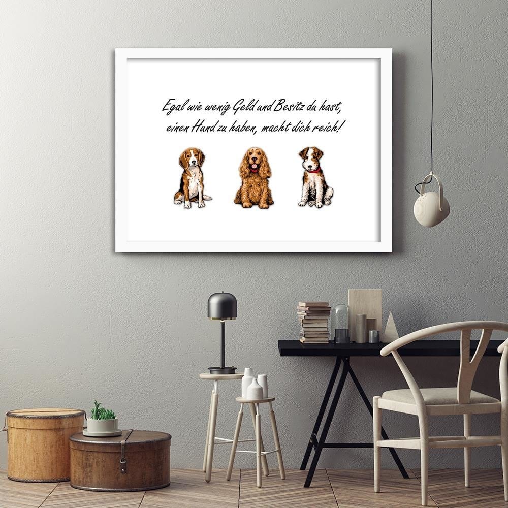 Glezna baltā rāmī - Operative Part Of Three Dogs Home Trends DECO