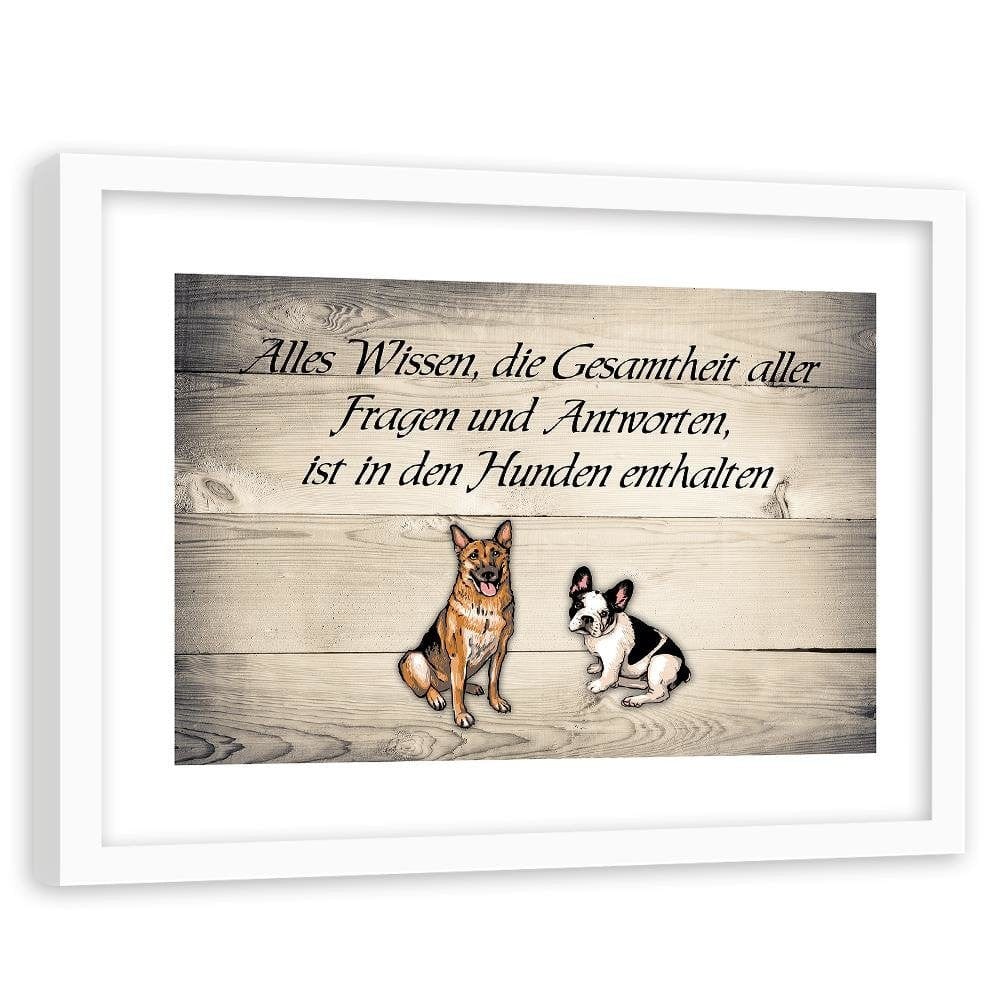 Glezna baltā rāmī - Operative Part Of Two Dogs Home Trends DECO