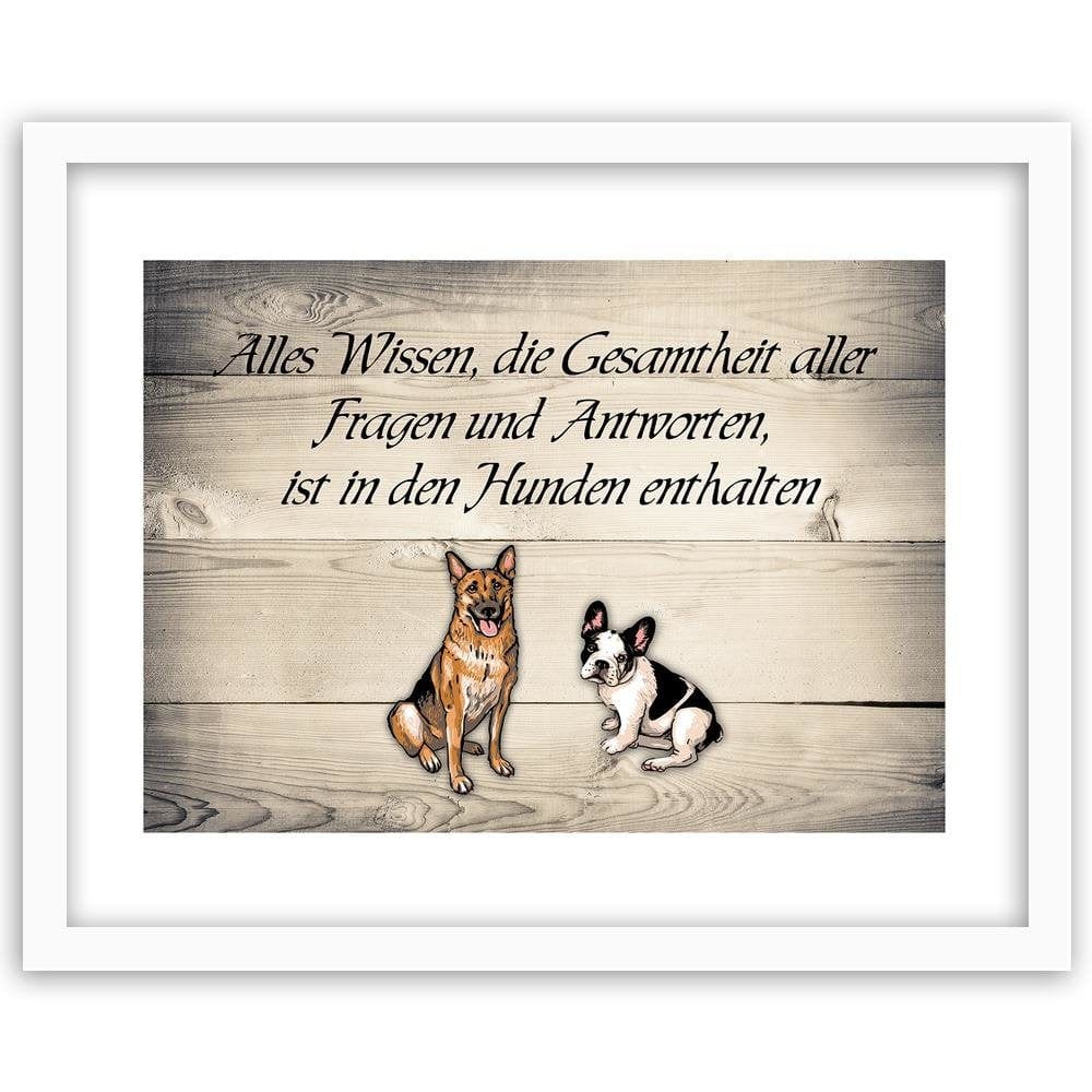 Glezna baltā rāmī - Operative Part Of Two Dogs Home Trends DECO