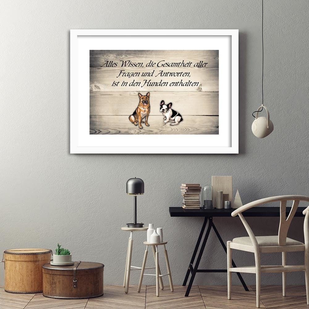 Glezna baltā rāmī - Operative Part Of Two Dogs Home Trends DECO