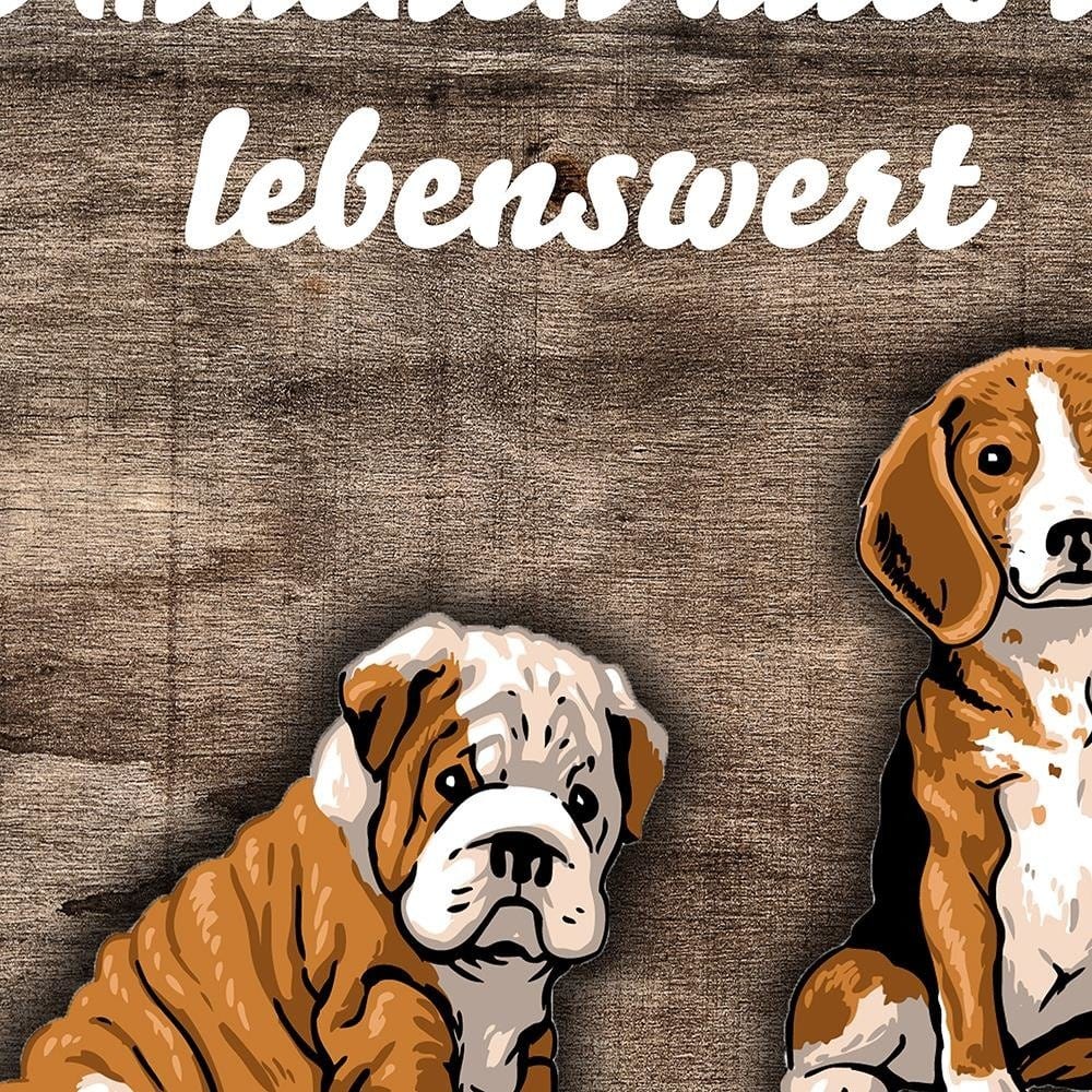 Glezna baltā rāmī - Operative Three Sweet Dogs Home Trends DECO