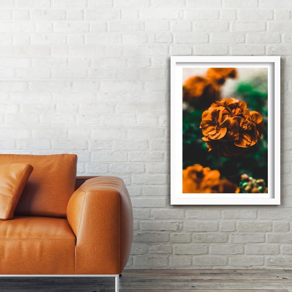 Glezna baltā rāmī - Orange Flowers  Home Trends DECO