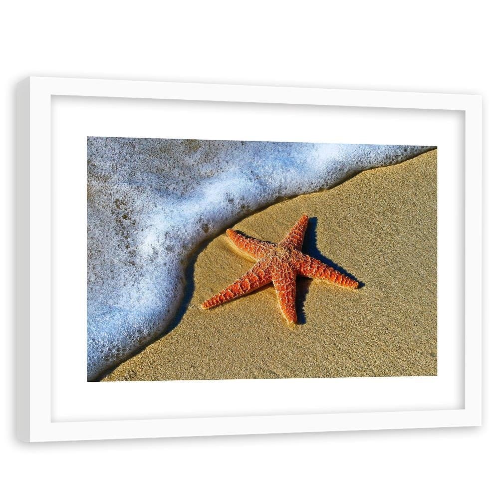 Glezna baltā rāmī - Orange Starfish Home Trends DECO