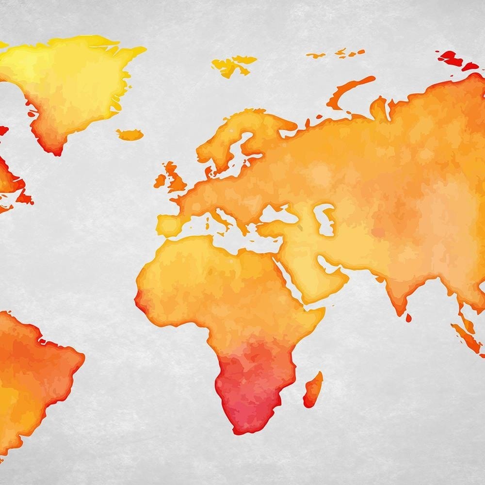 Glezna baltā rāmī - Orange World Map Home Trends DECO