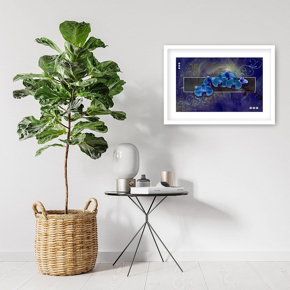 Glezna baltā rāmī - Orchid Color Blue Home Trends DECO