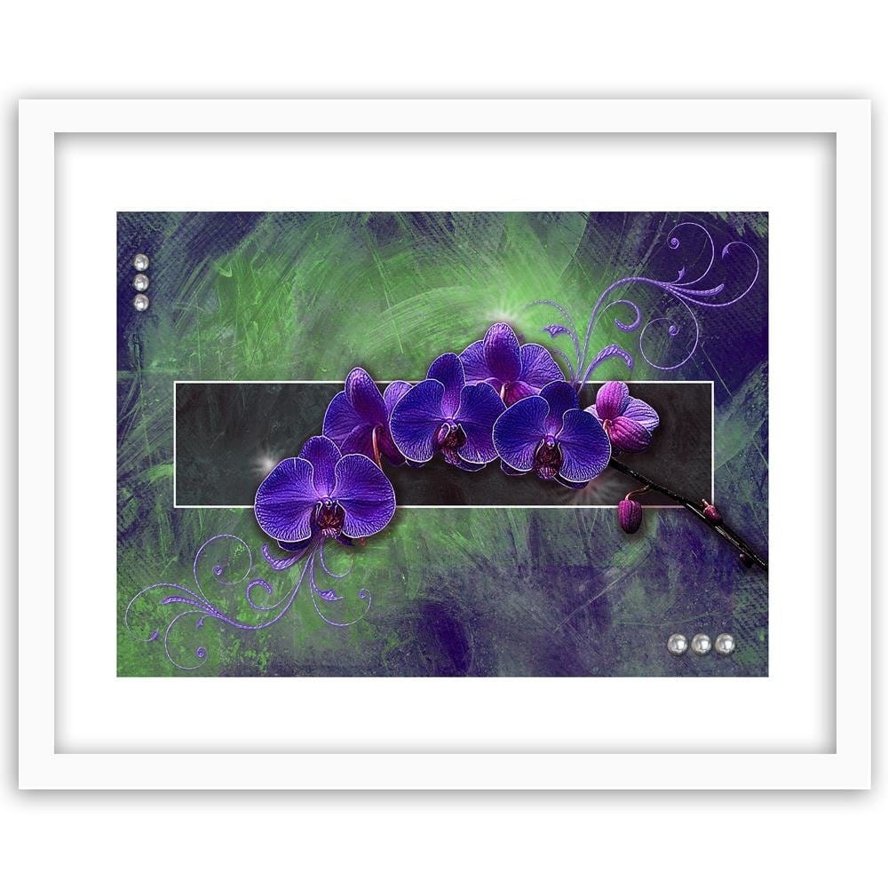Glezna baltā rāmī - Orchid Purple Home Trends DECO