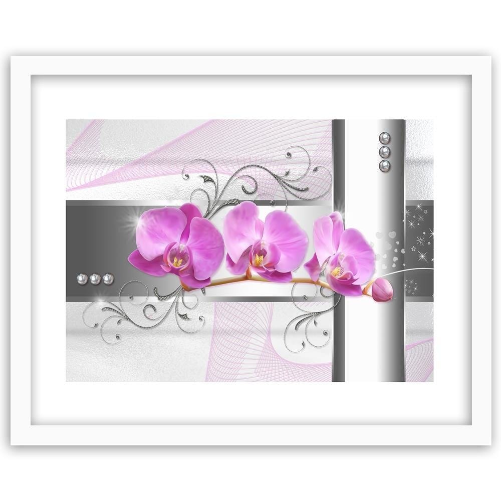 Glezna baltā rāmī - Orchids Abstraction 1 Home Trends DECO