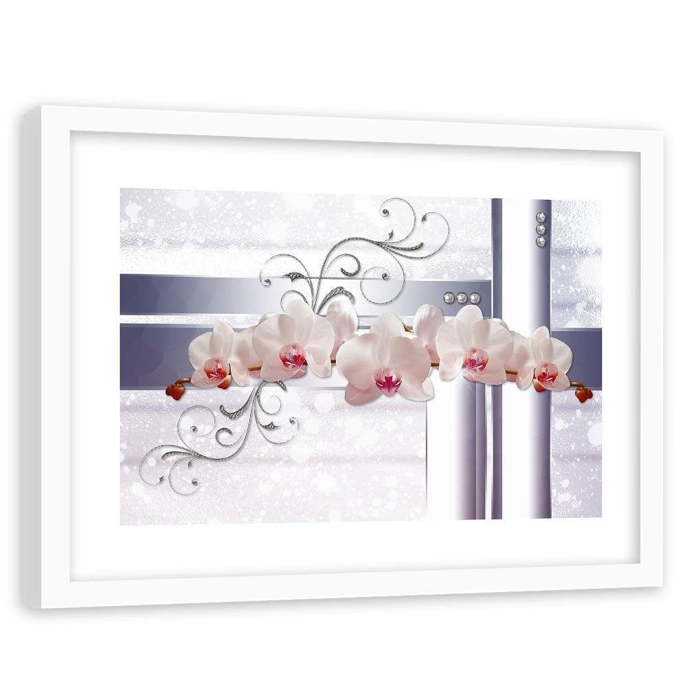 Glezna baltā rāmī - Orchids Abstraction 3 Home Trends DECO
