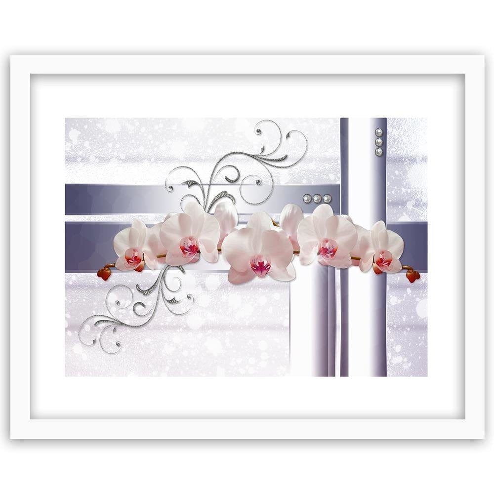 Glezna baltā rāmī - Orchids Abstraction 3 Home Trends DECO