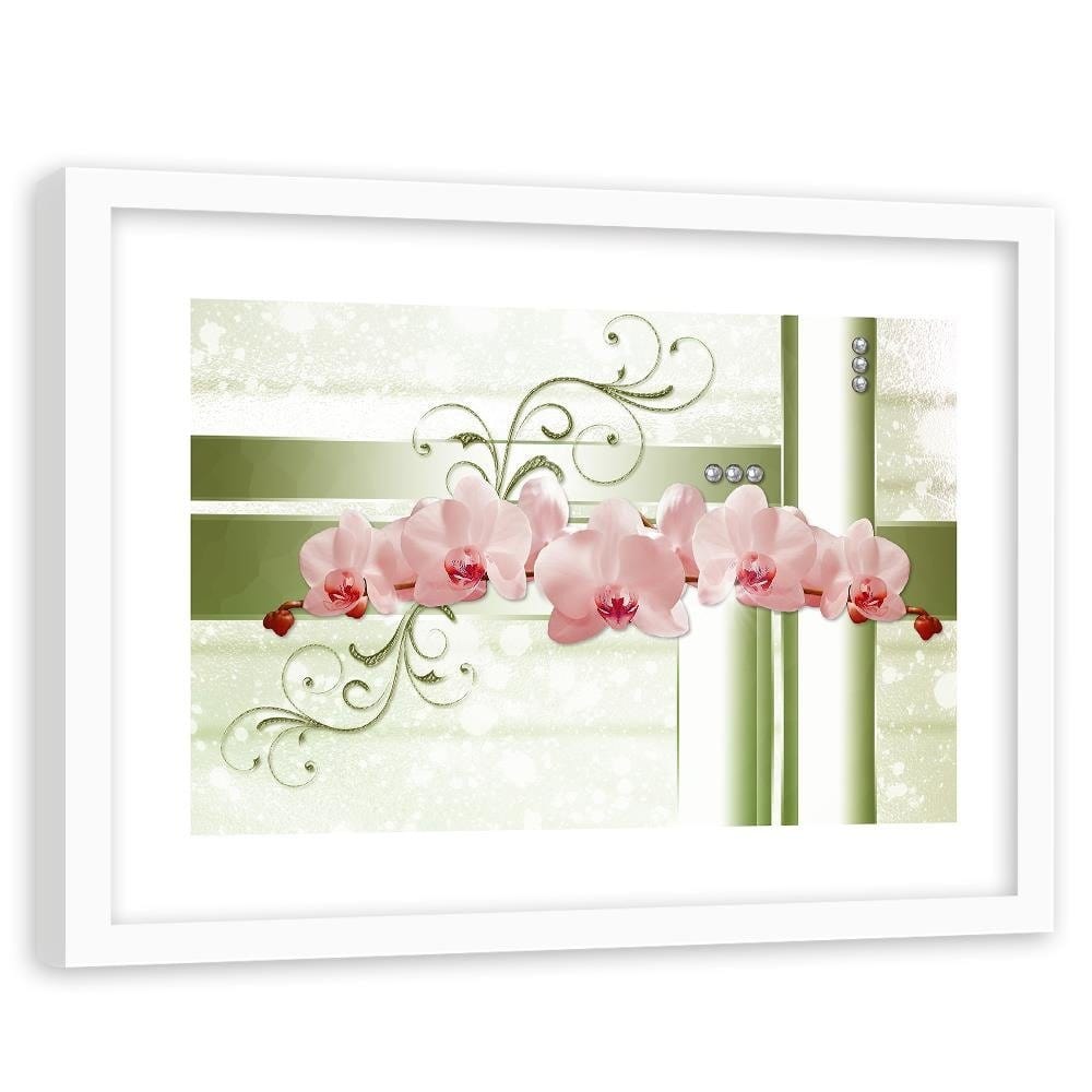 Glezna baltā rāmī - Orchids Abstraction 4 Home Trends DECO