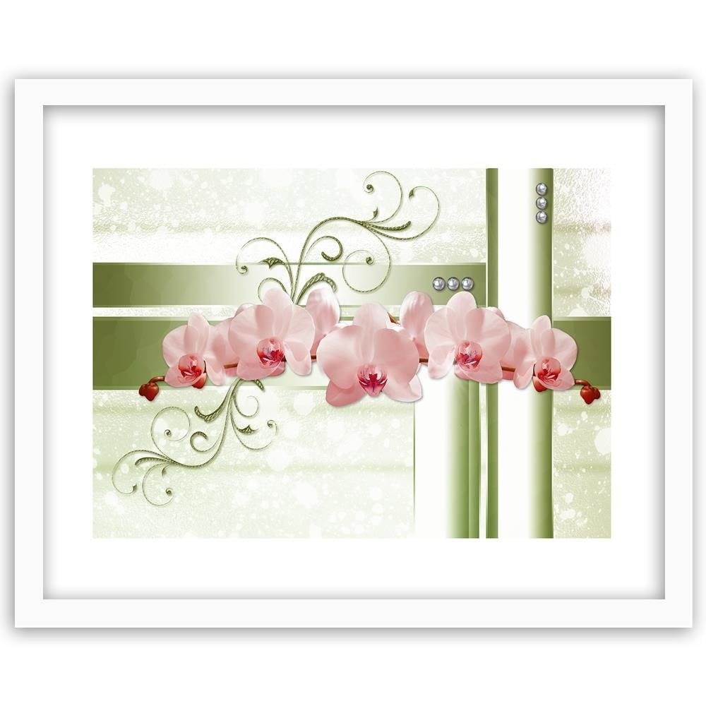 Glezna baltā rāmī - Orchids Abstraction 4 Home Trends DECO