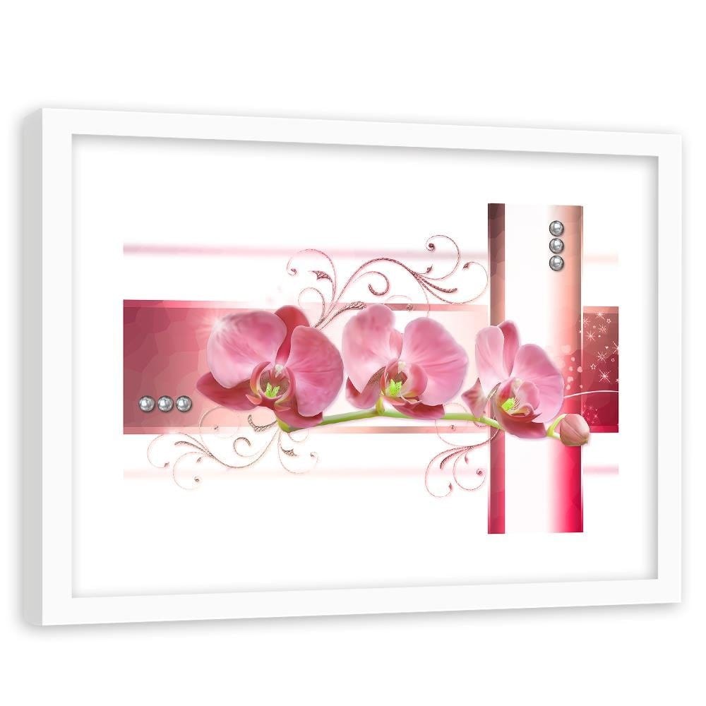 Glezna baltā rāmī - Orchids Abstraction Home Trends DECO