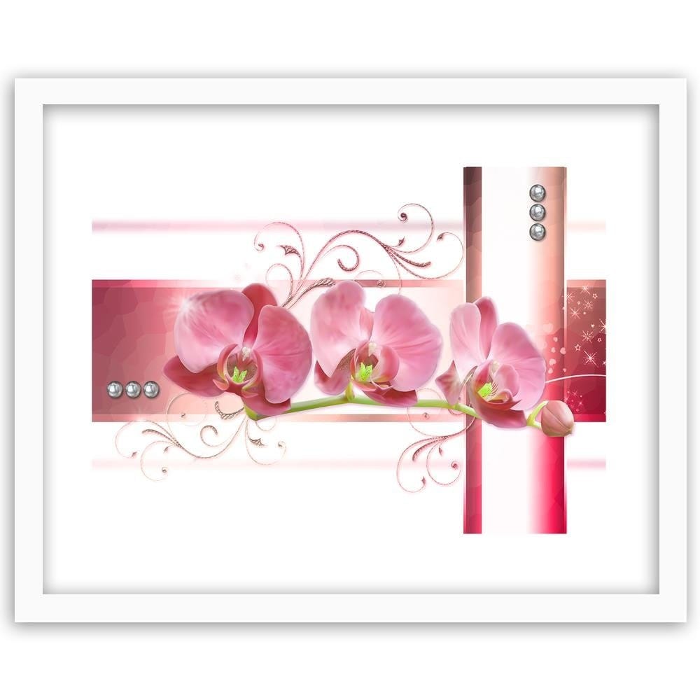 Glezna baltā rāmī - Orchids Abstraction Home Trends DECO