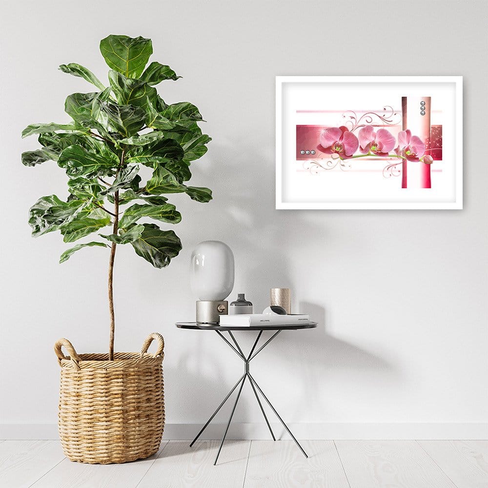 Glezna baltā rāmī - Orchids Abstraction Home Trends DECO
