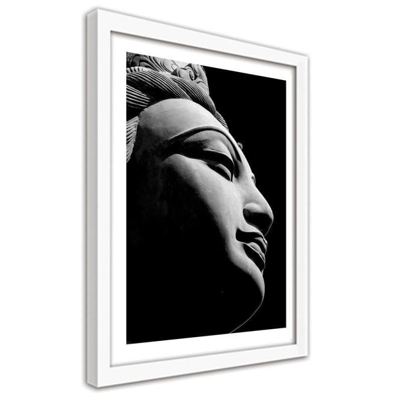 Glezna baltā rāmī - Oriental statue in black and white 2 Home Trends DECO