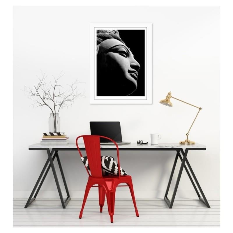 Glezna baltā rāmī - Oriental statue in black and white 2 Home Trends DECO