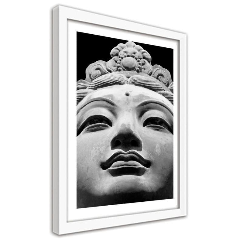 Glezna baltā rāmī - Oriental statue in black and white Home Trends DECO