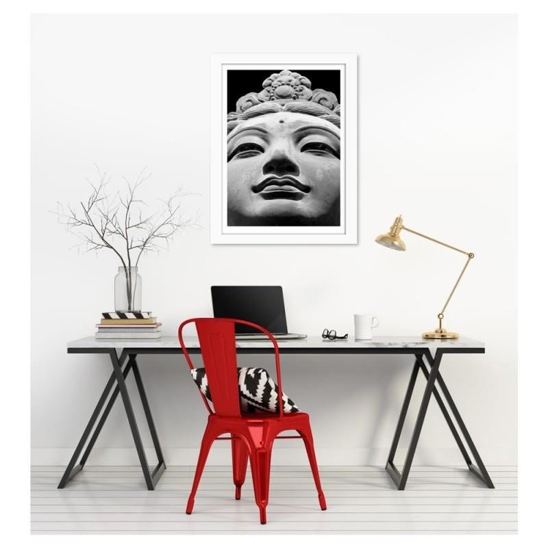 Glezna baltā rāmī - Oriental statue in black and white Home Trends DECO