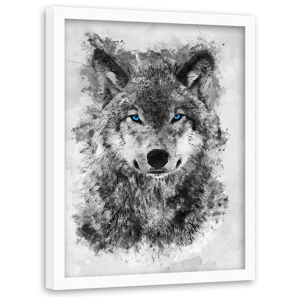 Glezna baltā rāmī - Painted Wolf Home Trends DECO