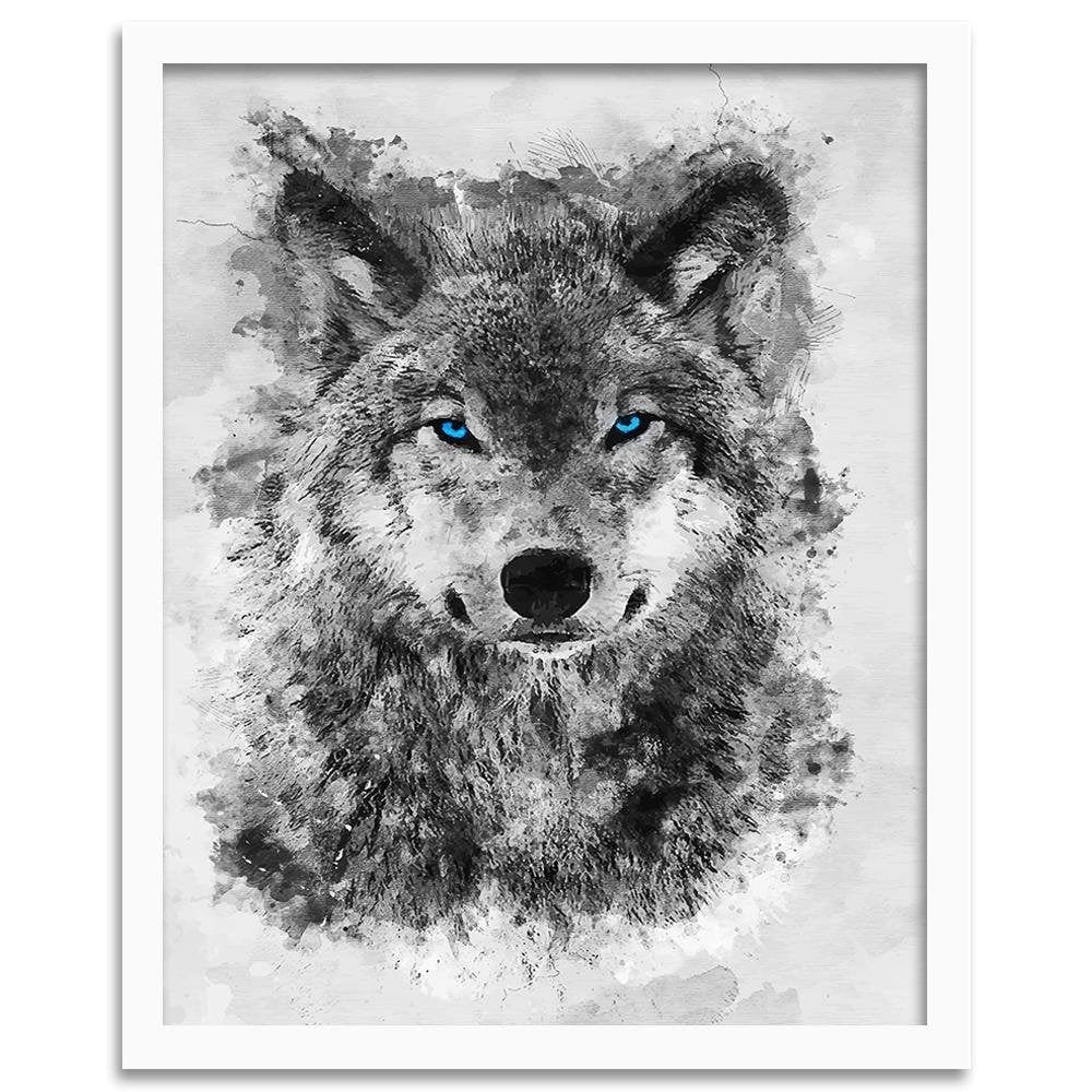 Glezna baltā rāmī - Painted Wolf Home Trends DECO