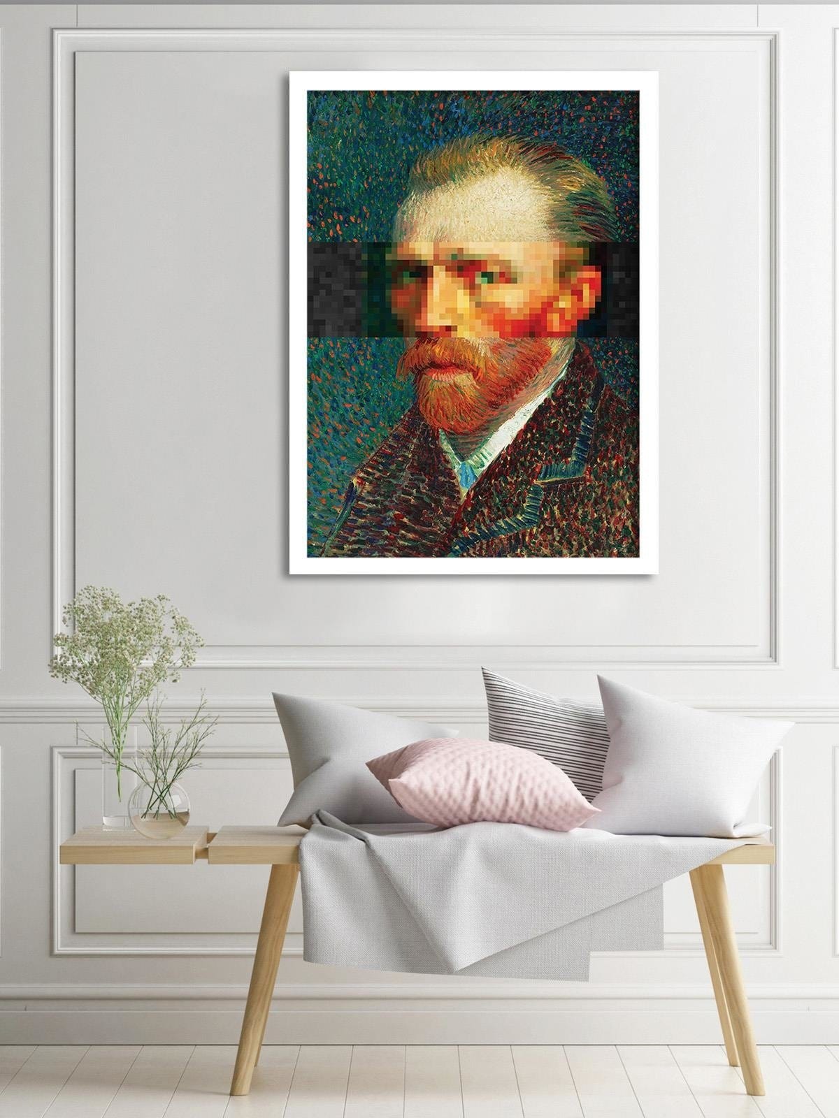 Glezna baltā rāmī - Painter Self-Portrait Image Blue Home Trends DECO