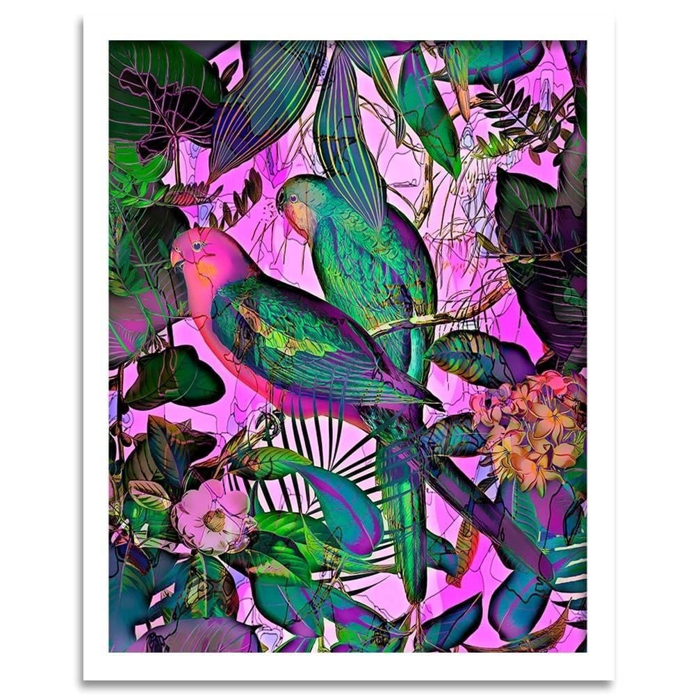 Glezna baltā rāmī - Paradise Parrots Home Trends DECO