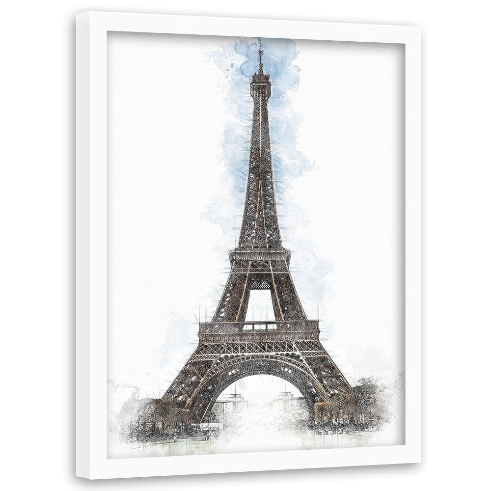 Glezna baltā rāmī - Paris Artwork Brown Home Trends DECO
