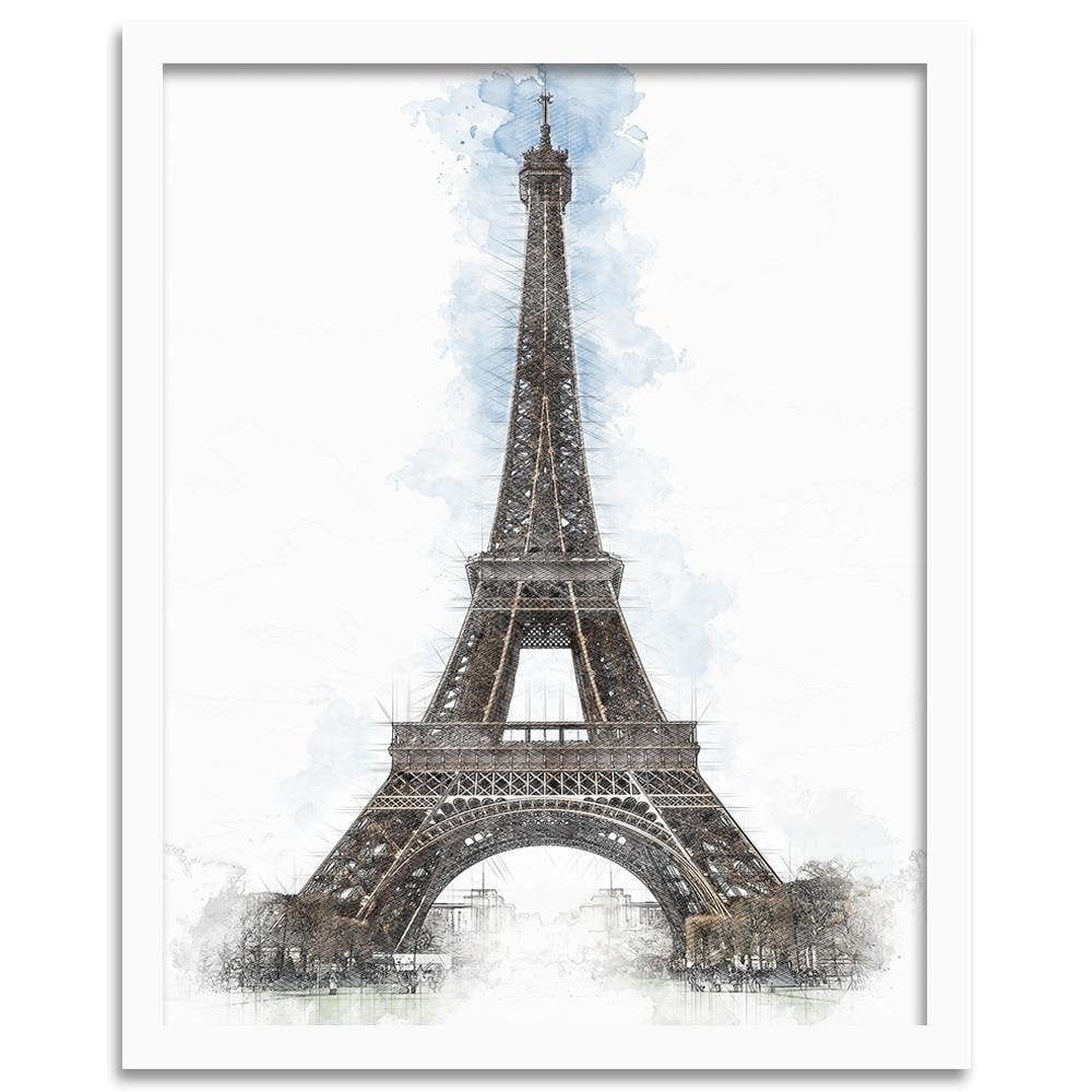 Glezna baltā rāmī - Paris Artwork Brown Home Trends DECO