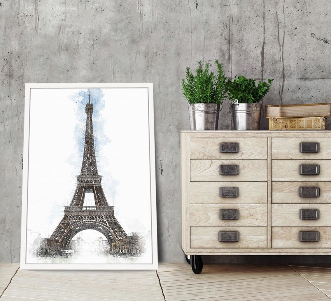 Glezna baltā rāmī - Paris Artwork Brown Home Trends DECO
