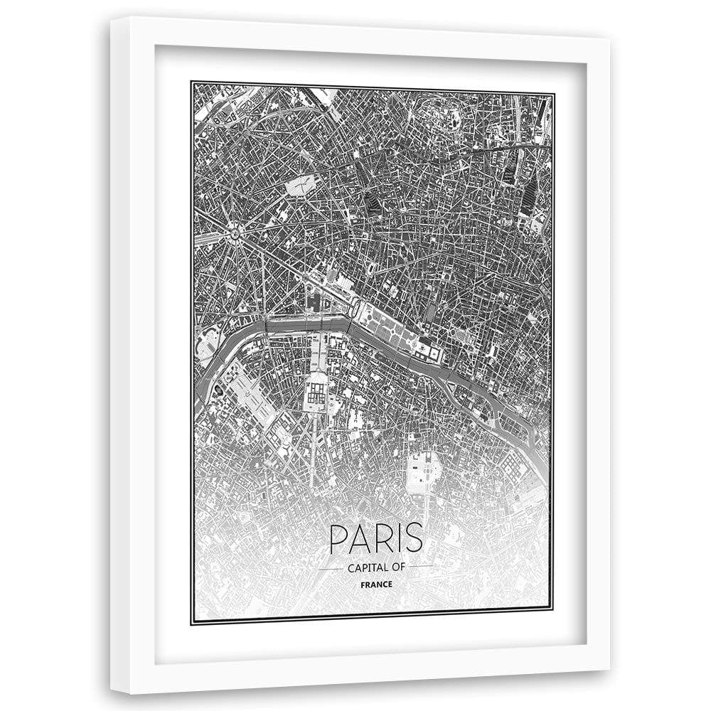Glezna baltā rāmī - Paris City Plan Home Trends DECO