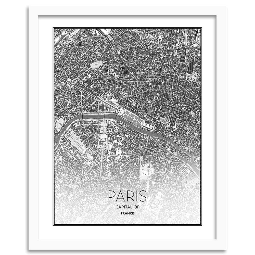 Glezna baltā rāmī - Paris City Plan Home Trends DECO