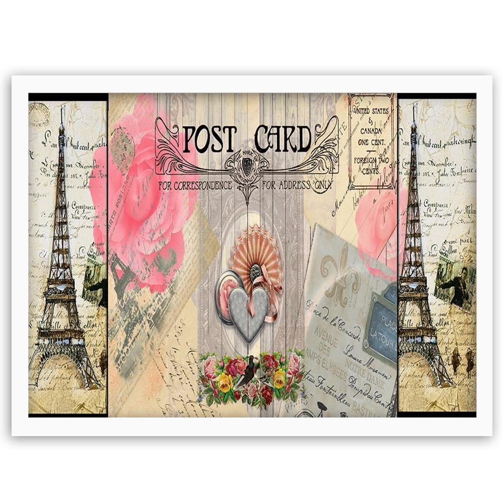 Glezna baltā rāmī - Paris Post Card Home Trends DECO