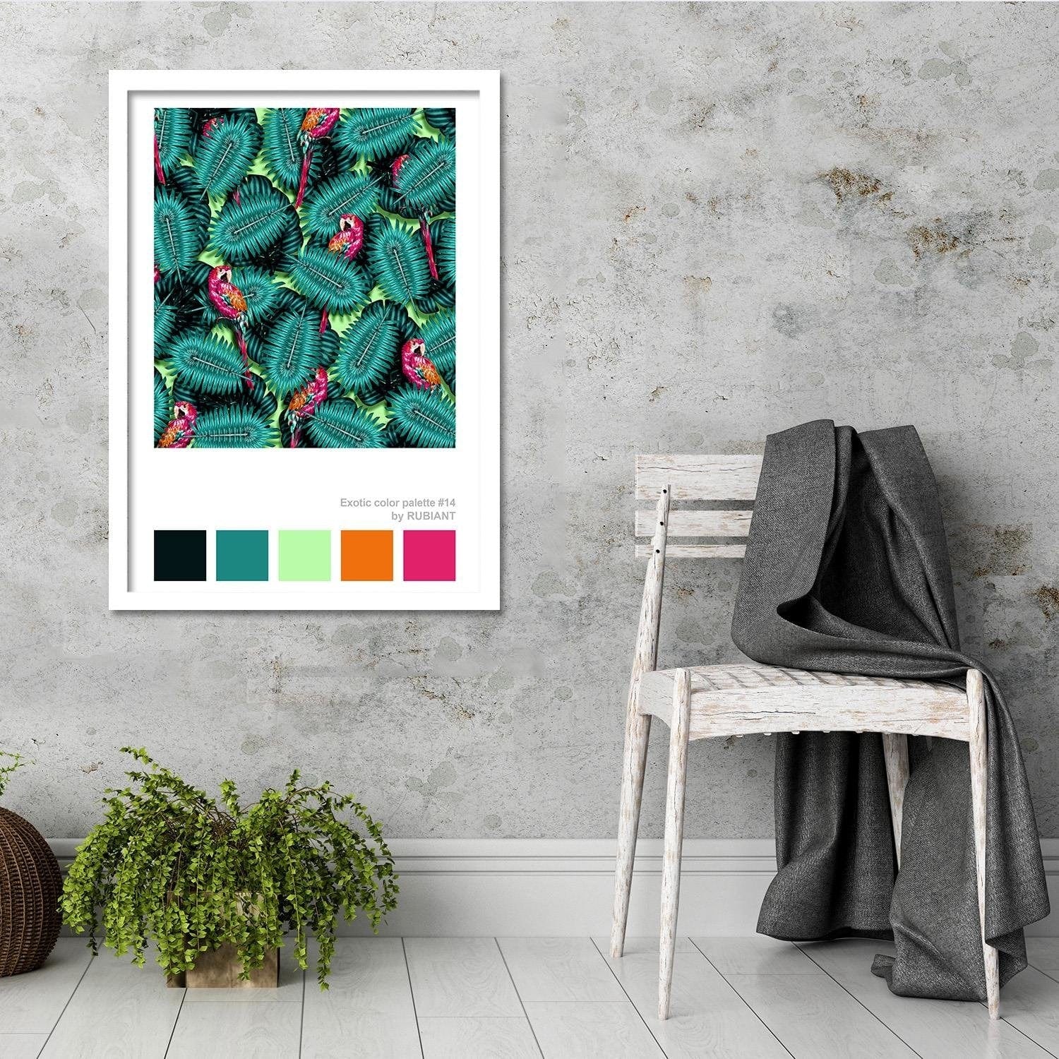 Glezna baltā rāmī - Parrots Green 28x39 Cm Home Trends DECO