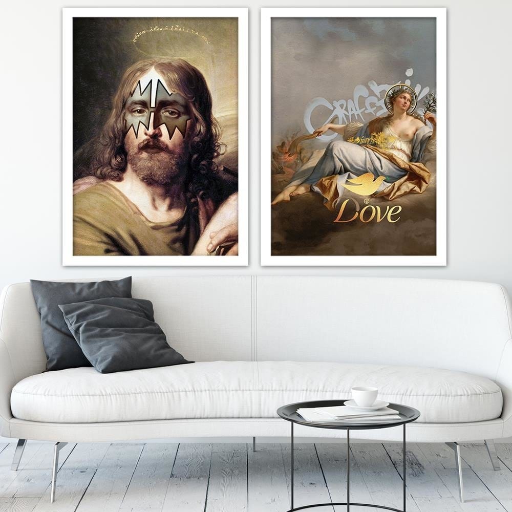 Glezna baltā rāmī - Peace And Love Home Trends DECO