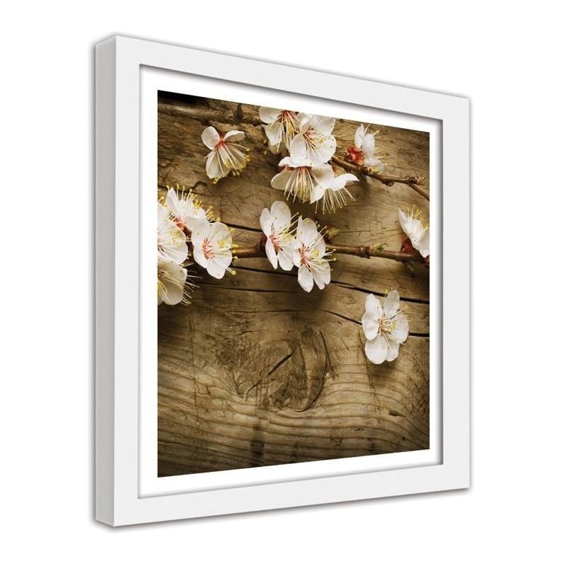 Glezna baltā rāmī - Peach flowers Home Trends DECO