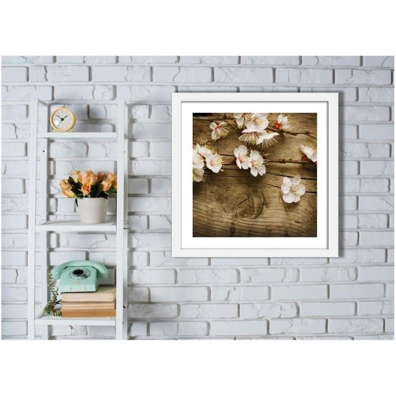 Glezna baltā rāmī - Peach flowers Home Trends DECO