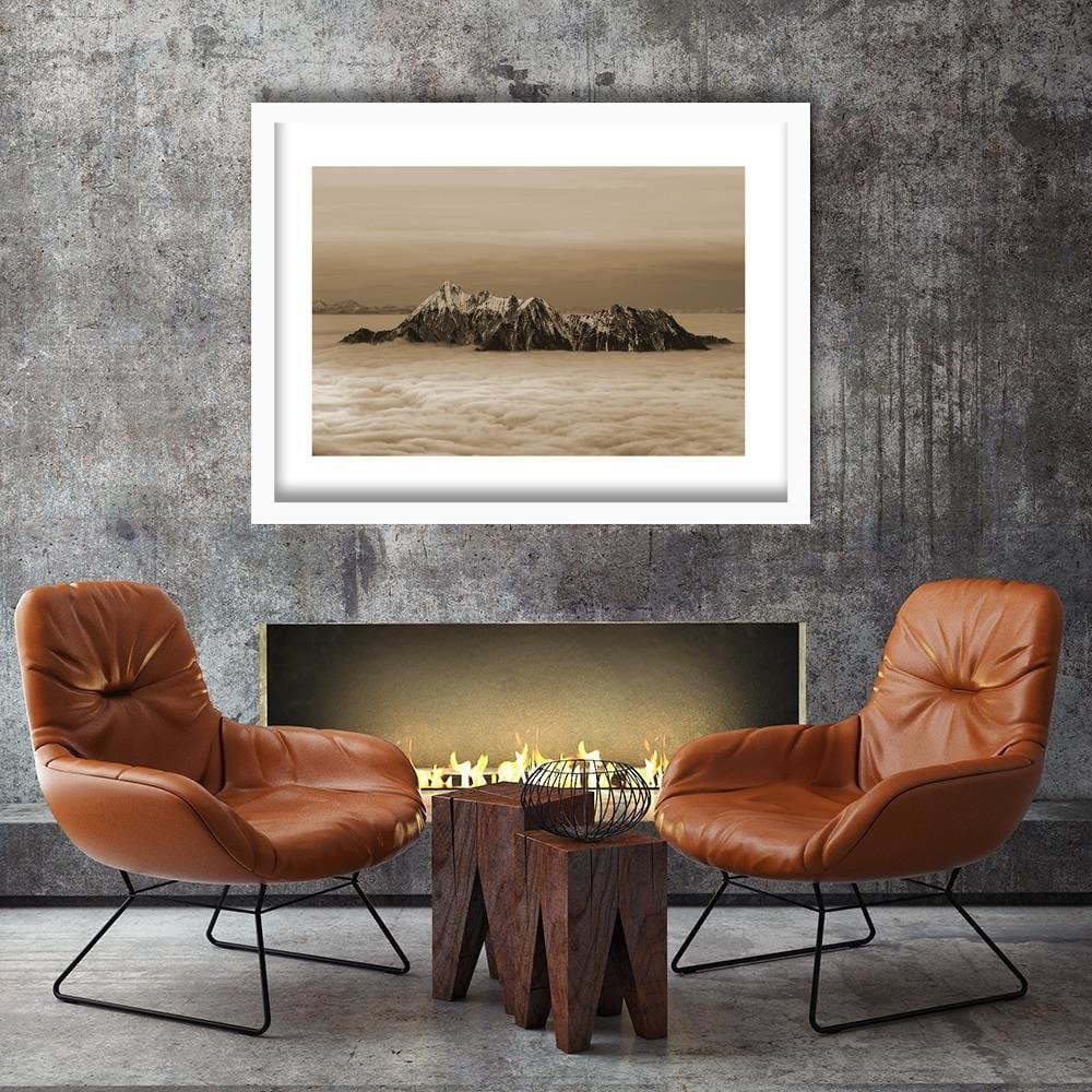 Glezna baltā rāmī - Peaks Above The Clouds 1 Home Trends DECO